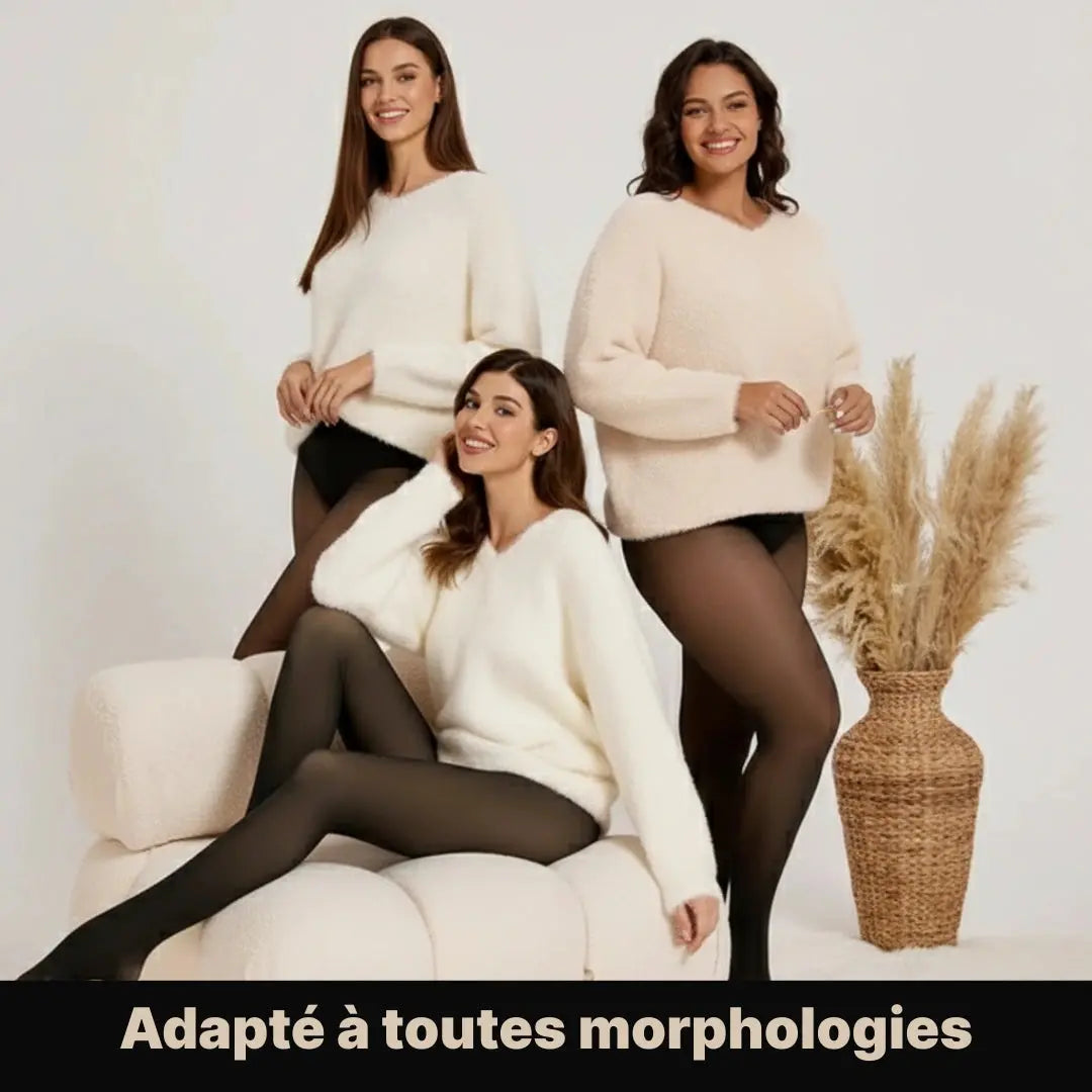 Collant Effet Transparent avec Bande de Compression