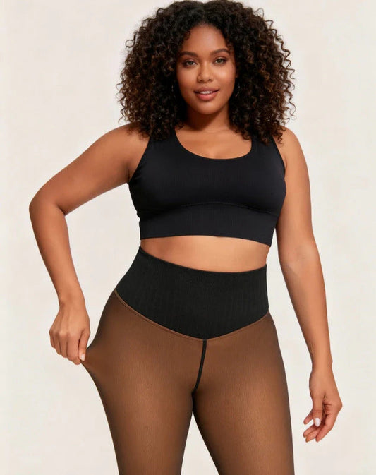 Collant Effet Transparent avec Bande de Compression