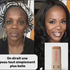 Témoignage client (UGC) montrant le rendu du fond de teint sur le visage.